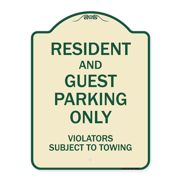 Signmission Designer Series-Resident And Guest Parking Only Violators Subject To Towing, 24" x 18", TG-1824-9898 A-DES-TG-1824-9898 - main